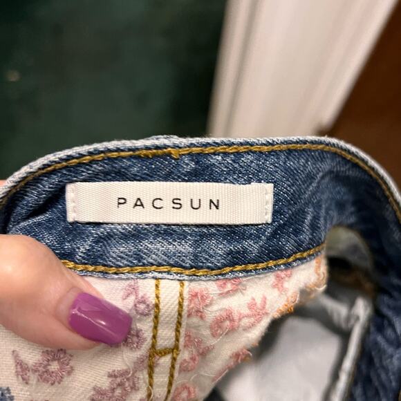 Pacsun ultra high rise vintage button fly floral embroidered size 26 - Picture 5 of 7